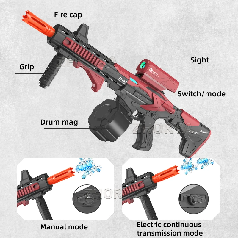 Zhorya Hot Selling Gel Ball Blaster M416 Toy Gun M4 High Capacity Electric Gel Ball Gun Automatic Water Ball Gun