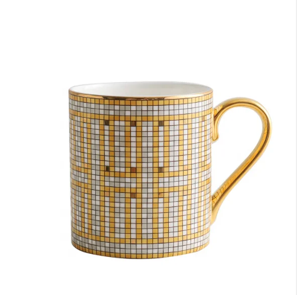 Высококачественная мозаичная Золотая Скандинавская креативная Свадебная подарочная керамическая кружка для кофе