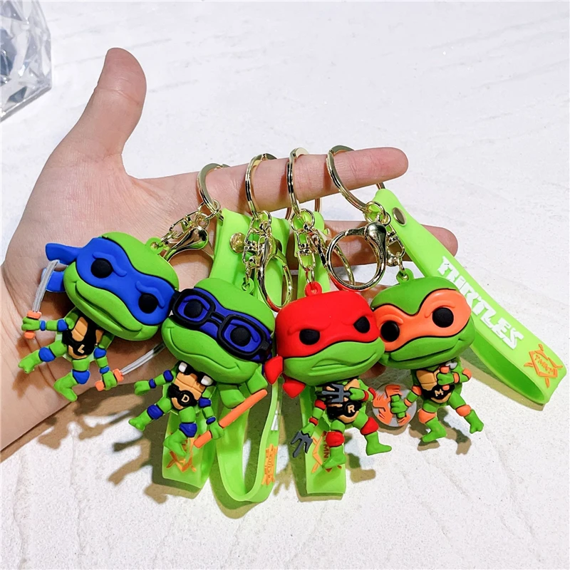 Wholesale PVC Key chain Cartoon Character Green Turtle Anime Keychain Creative Silicone Character Keychain Pendant