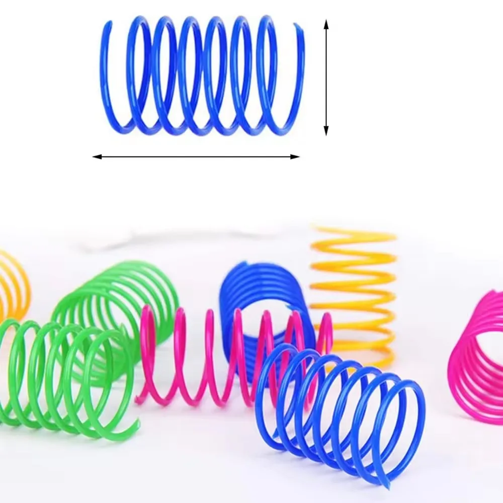 4 pcs Cat Color Plastic Spring Cat Toy Jumping Spring Interactive Pet Lazy Man Playing Cat Self Hi Toy