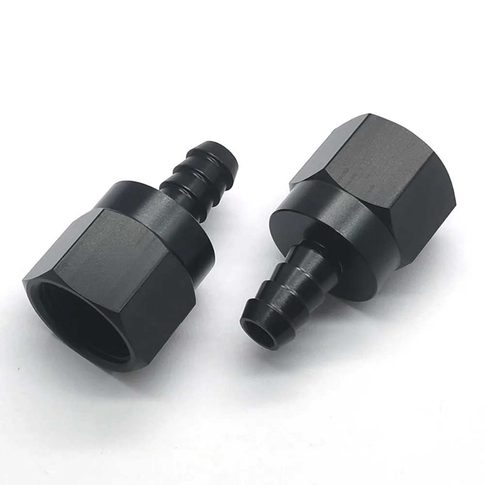 CNC machining Black Straight Aluminum 10AN female Flare to 3/8 Barb Push Hose Barb Fitting Adapter