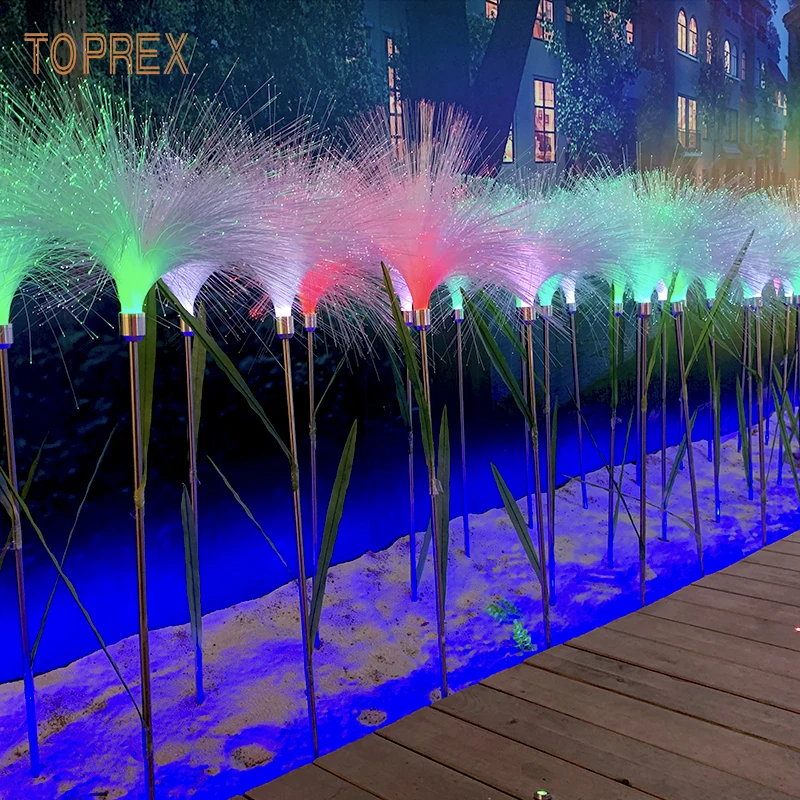 
TOPREX DECOR outdoor decorations acrylic led flower stand flexible fiber optic pool light source 