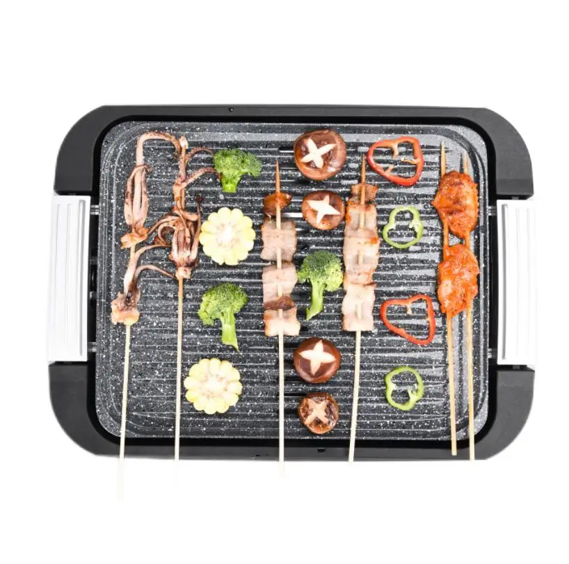 Kitchen Indoor Electric Griddle Flat Grill For Pancakes Eggs Burger With Glass Lid