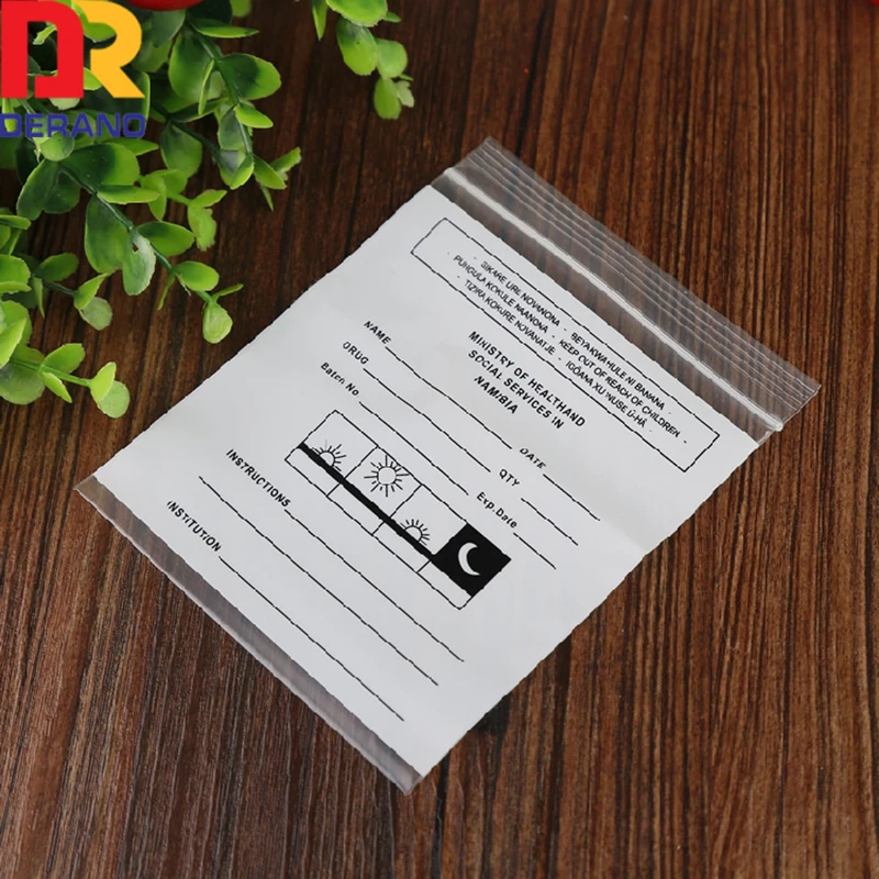 Plastic custom printed zipper medicine dispensing envelope bag for drugs LDPE  medical zip lock bags