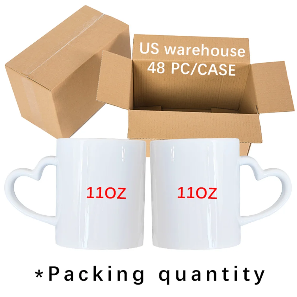 sublimation mug with heart handle with box USA WAREHOUSE heart handle ceramic 11 oz mug for sublimation valentines blank product