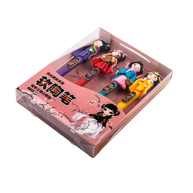 
China Manufacturer Custom Clear Plastic And Black Felt Pen Pencil Case Flip-up Pen Box 