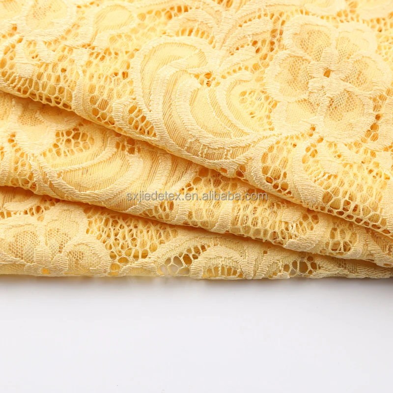 High Quality Soft Brocade Jacquard French Stretch Nylon Hollow Lace Fabric Spandex