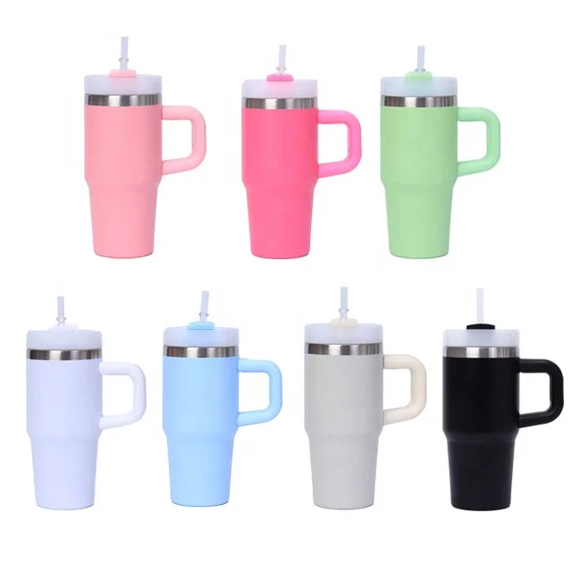 14oz Kids Tumbler With Handle Insulated Stainless Steel Mug With Lid And Straw Double Wall Vacuum Sippy Cup