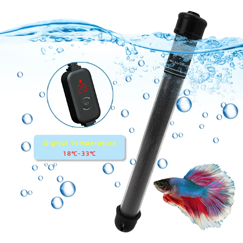Digital Display Temperature Control Electric Heating Rod 25W 50W 100W 150W 200W 300W Quartz Water Heater for Fish Turtle Tank