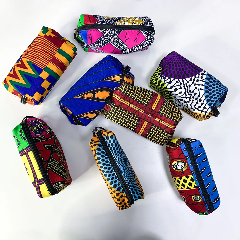 African Print Pure Cotton Make-up Bag Portable Cute Cosmetics Bags For Ladies Storage
