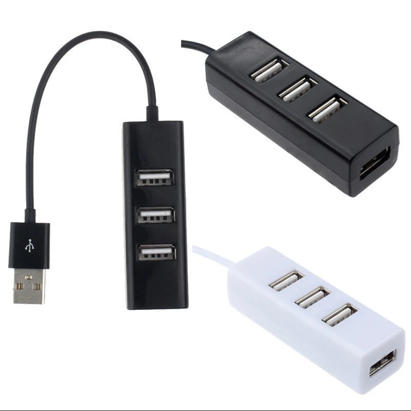 Новый высокоскоростной тонкий 4 порта USB 2,0 концентратор USB концентратор с кабелем для ноутбука ПК компьютер оптовая продажа черный/белый