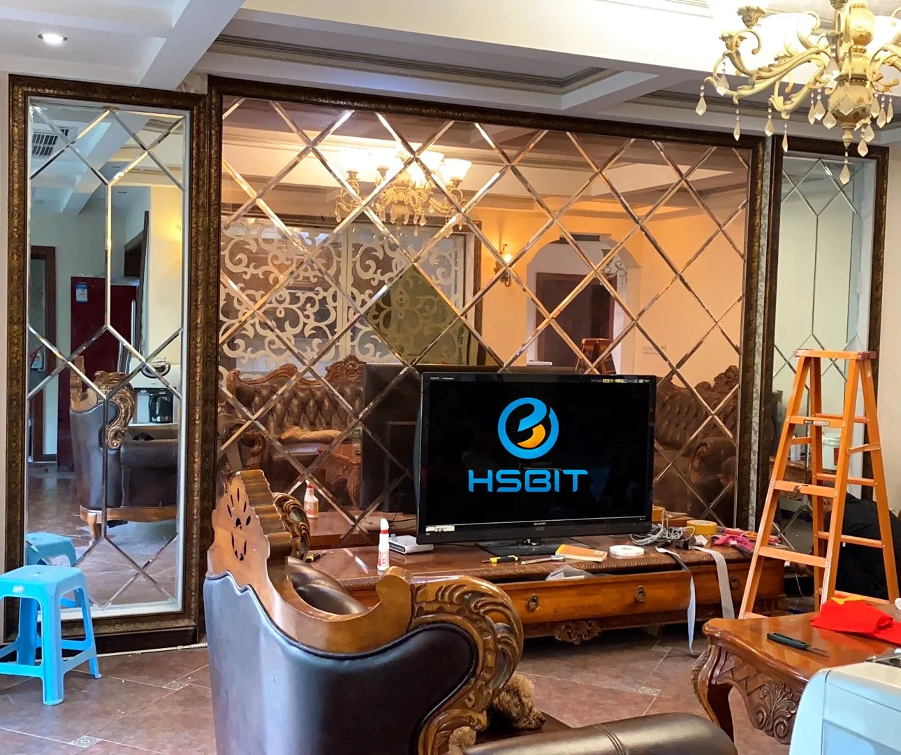 Crystal Glass Mosaic Tile Beveled Adhesive Glass Mirror Mosaic Tile For Decorative Diamond Spell Mirror Wall Mirror