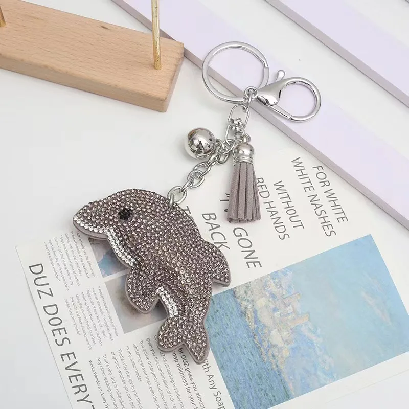 Direct Sales Bag Accessories Charms Marine Animals Dolphin Sea Keychains Rhinestones Wholesale Price