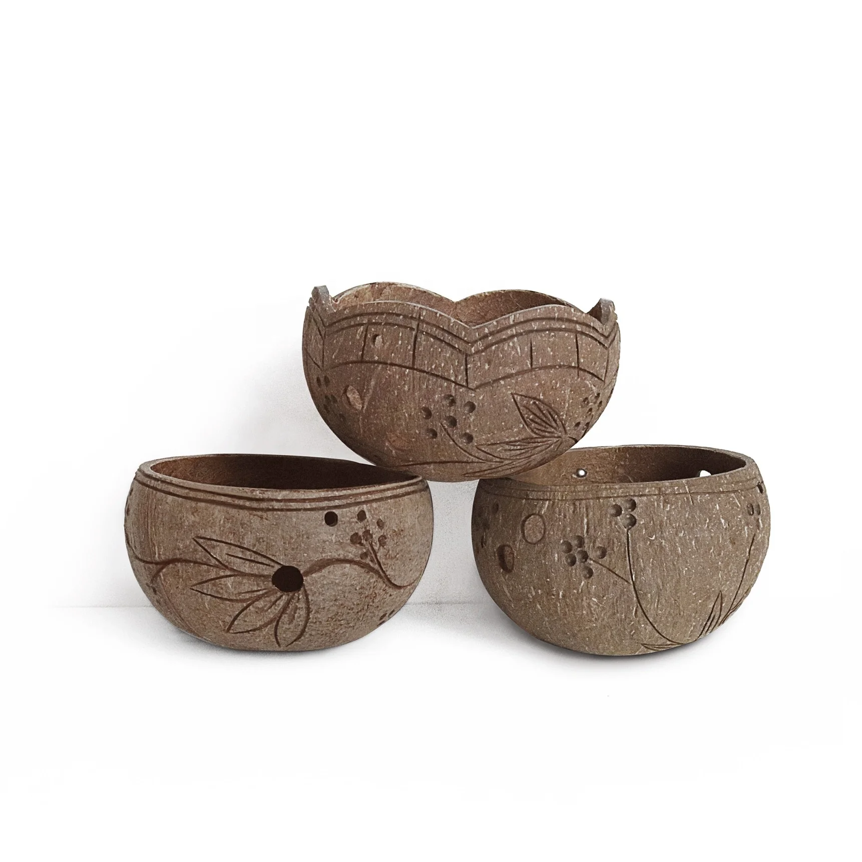 Natural Eco Friendly Coconut Shell Bowl Coconut Fruit Salad Noodle Bowl Handmade Wooden Bowl for Kid