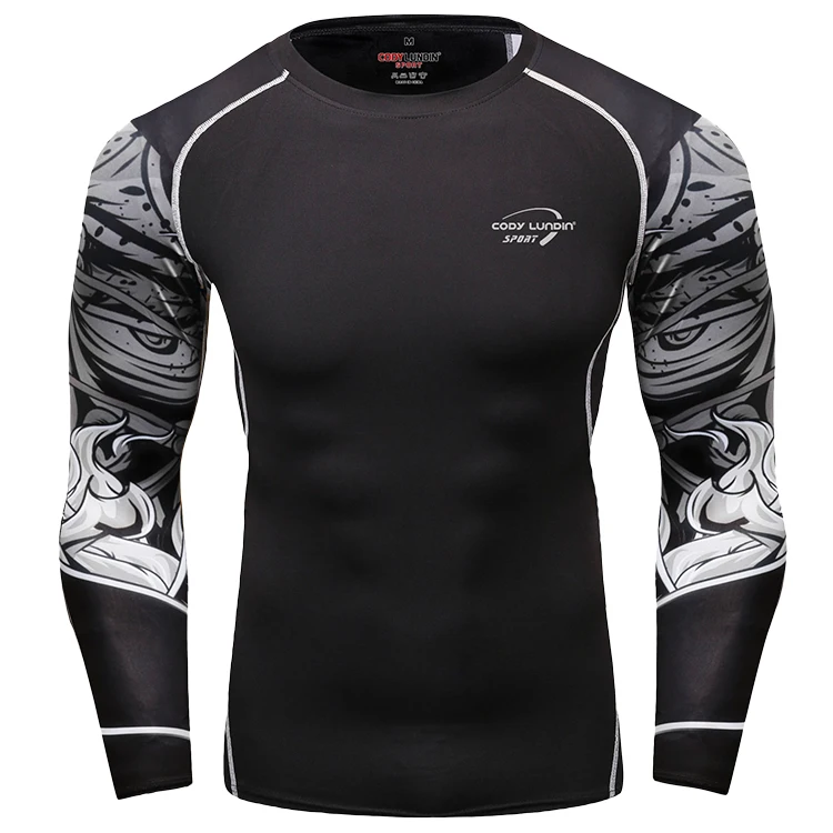 Custom logo rash guard with rubber band men mma sports clothing