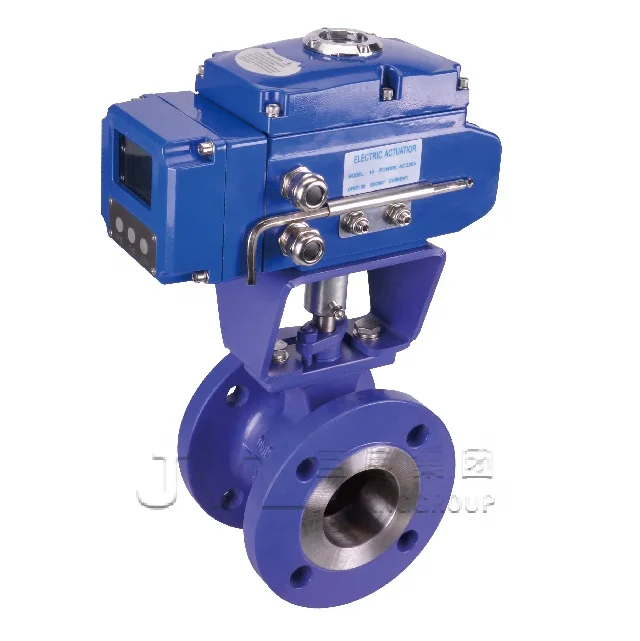 ISO9001 flanged pneumatic v type ball valve