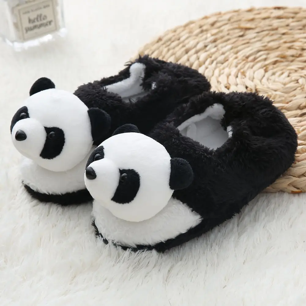New Fashion Winter Children Slippers Cartoon Panda Plush Fluffy Warm Cotton Shoes Slipper For Kids Indoor