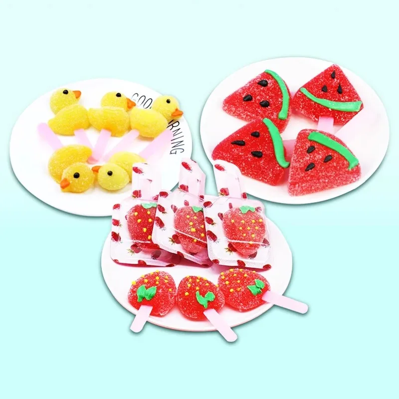 fruit flavor sunflower shaped sugar coated jelly gummy  lollipop candy wholesale