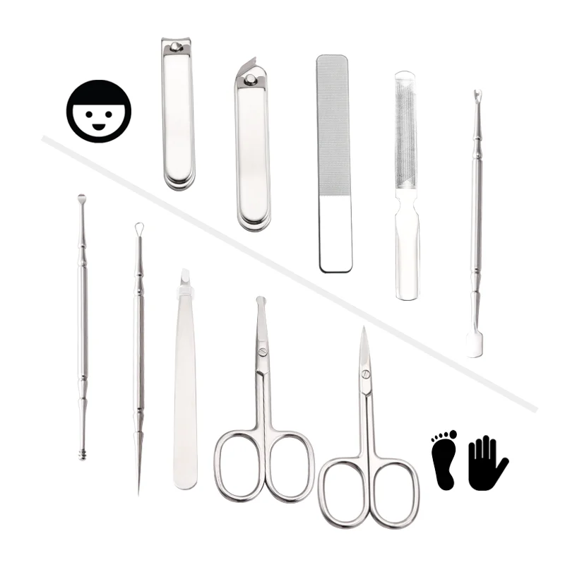 stainless steel manicure cutter 10 pieces Pedicure Manicure Set Professional Custom Nail Tool Kit 10Pcs Nail Clippers Set