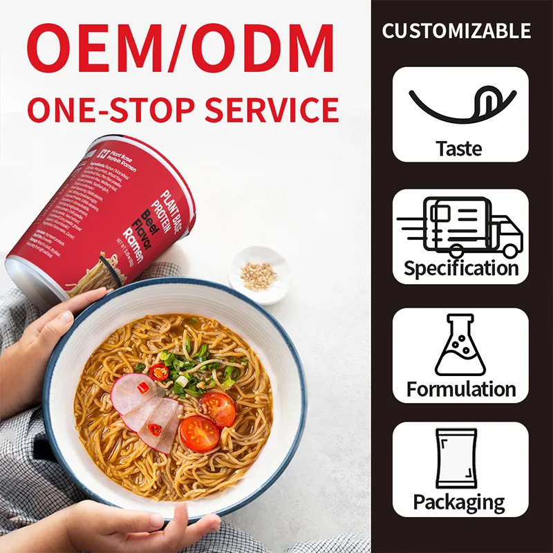 Low Carb Plant Base Protein Beef Flavor Ramen High Protein Keto Healthy Low Calorie Cup Noodles