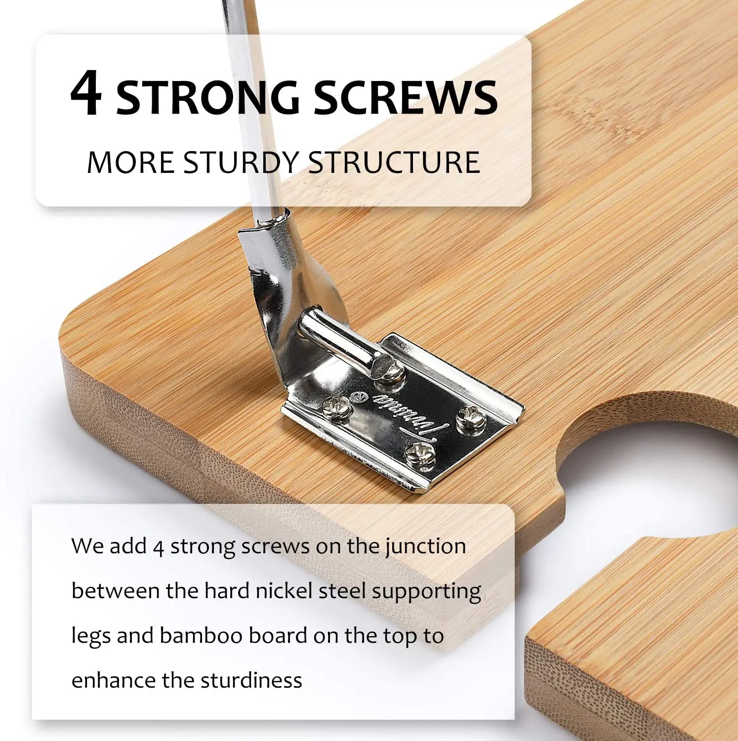 Wine Picnic Table Snack & Cheese Tray with 4 Wine Glasses Holder Portable Bamboo Large Folding for Outdoor Square Midcentury