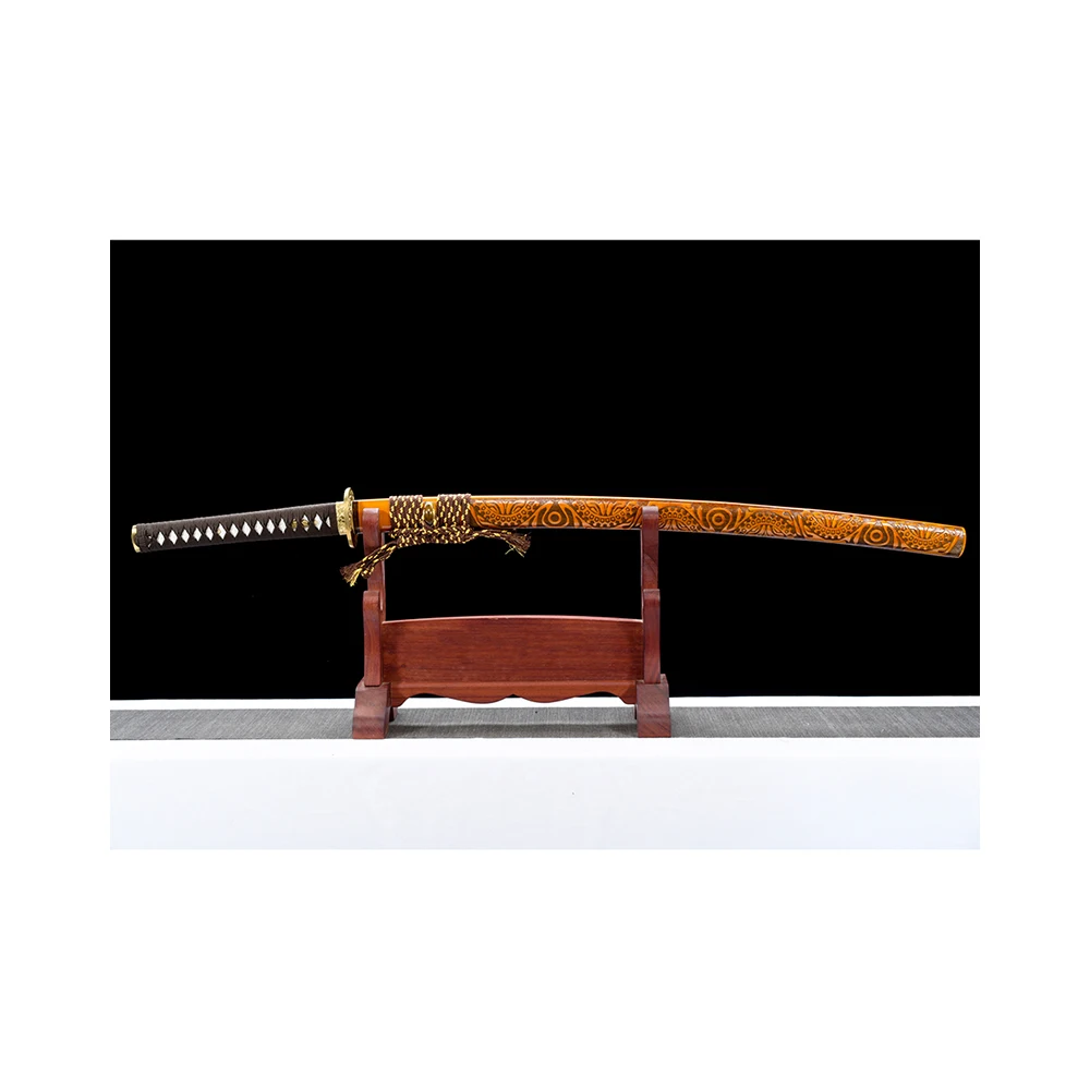 New Full Tang Japanese Sword Real Ninja Weapons High Quality Golden Swords Brass Tsuba Martial Arts Practice Sword for Sale