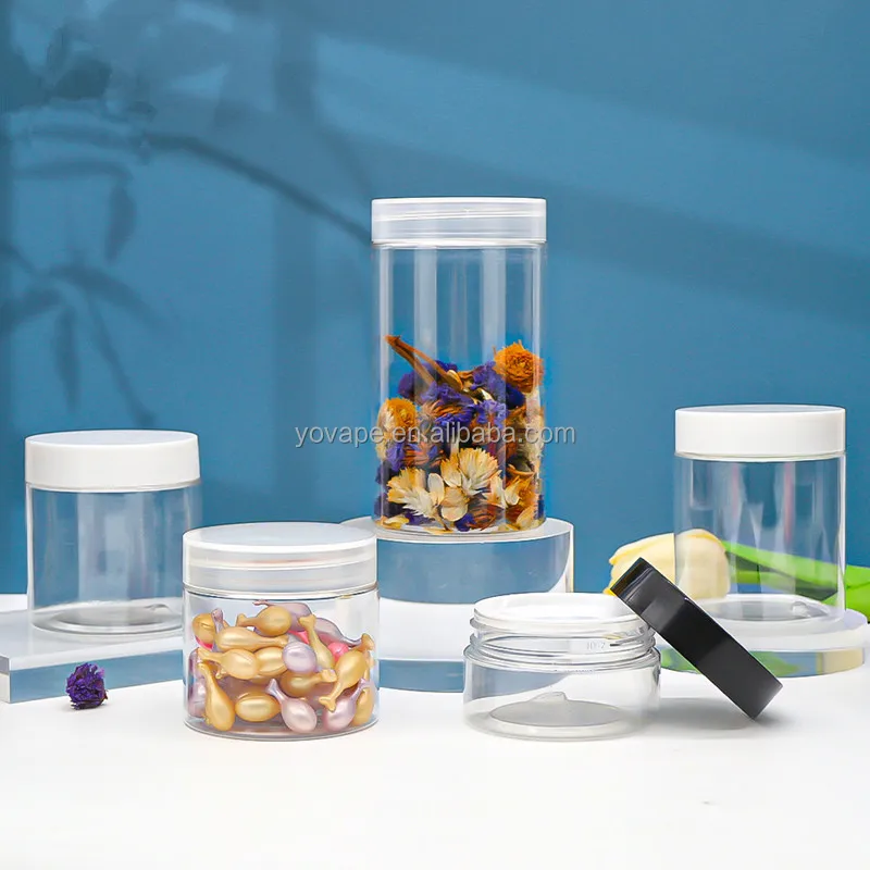 Transparent wide mouth baby food grade 400g 500g 600ml 750 ml 800ml 1000ml 20 Oz 500ml plastic PET clear jar with black lid