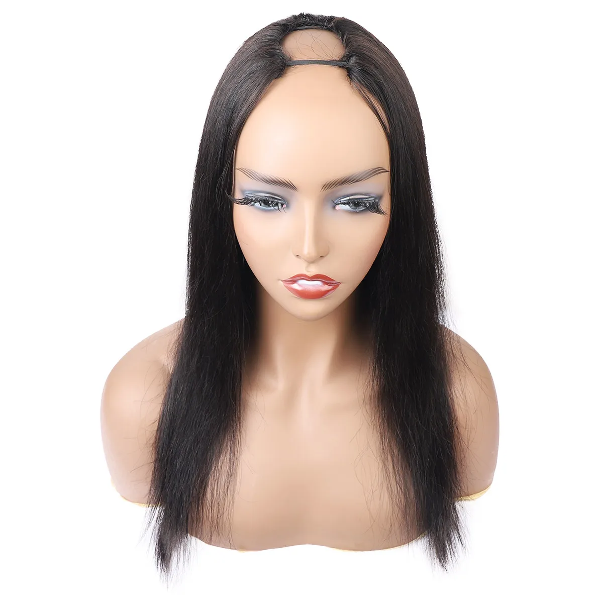 Brazilian Straight Human Hair Wigs With Bangs Remy Full Machine Made Human Hair Wigs Fringe Wig Machine Straight U Part