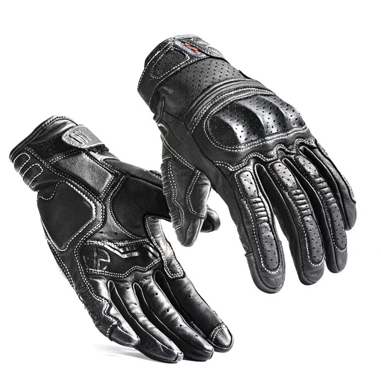 Factory custom motorbike motocross full finger leather motorcycle gloves