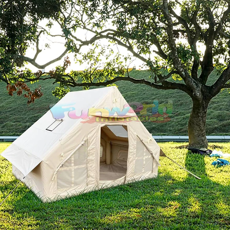 Portable glamping waterproof air poles cabin tents outdoor camping inflatable glamping tent for 8 person family travel