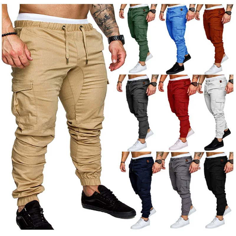 Мужские повседневные брюки на весну и осень, модные мужские брюки на шнурке