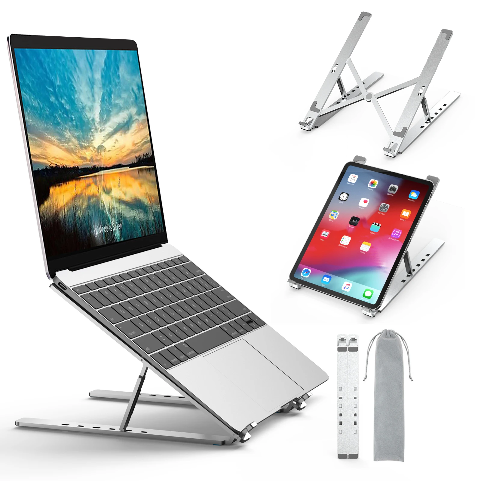 Aluminum alloy adjustable folding tablet and phone holder portable desk laptop tablet pc stands