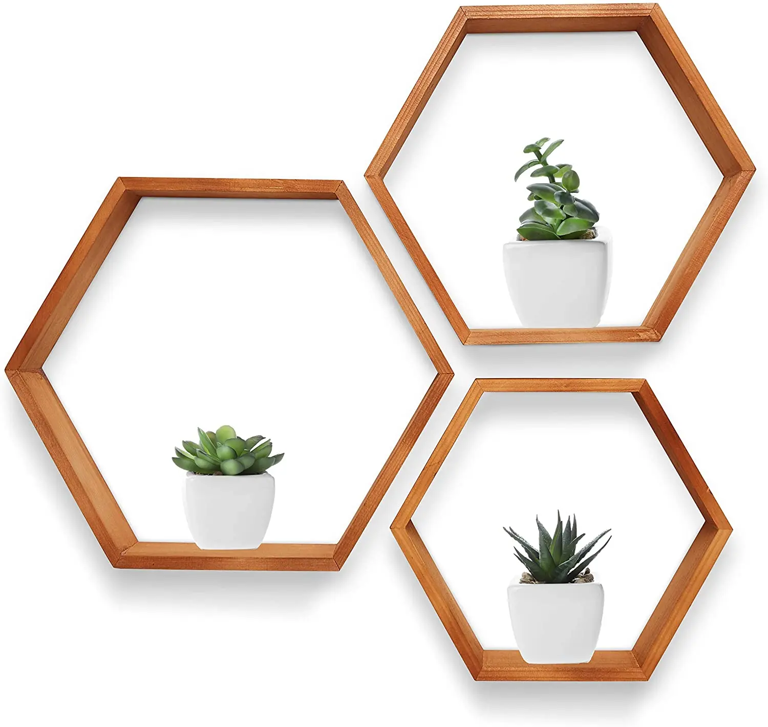 Набор из 3 предметов для украшения дома деревенский фермерский шестиугольный настенный плавучий стеллаж деревянные сотовые