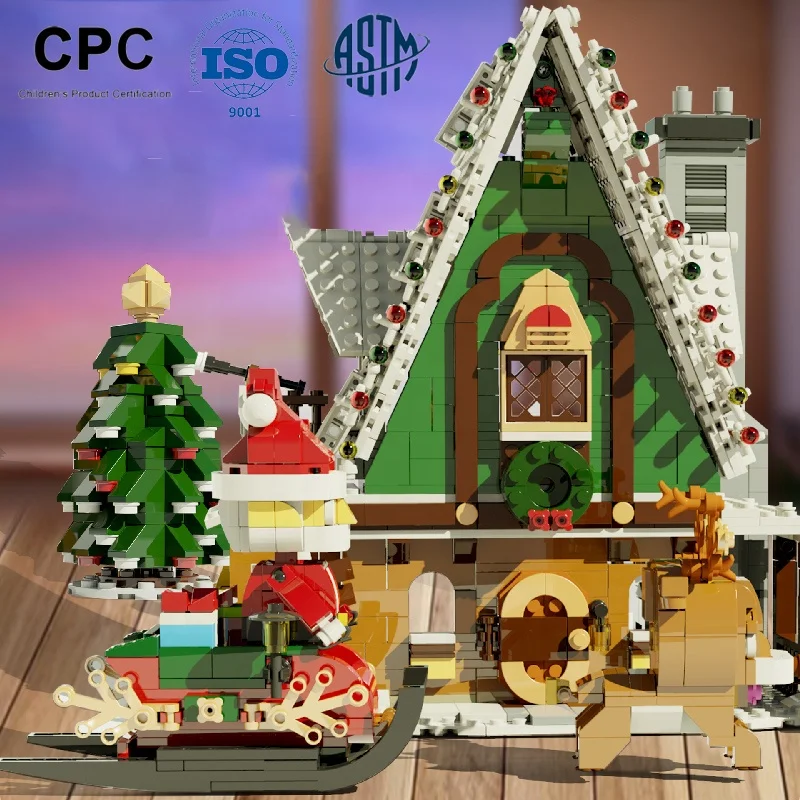 EN71 Certify ABS Material Plastic Blocks For 4-6 Years Children Kids Gift Plastic  Xmas Village House Building Contructions Toys