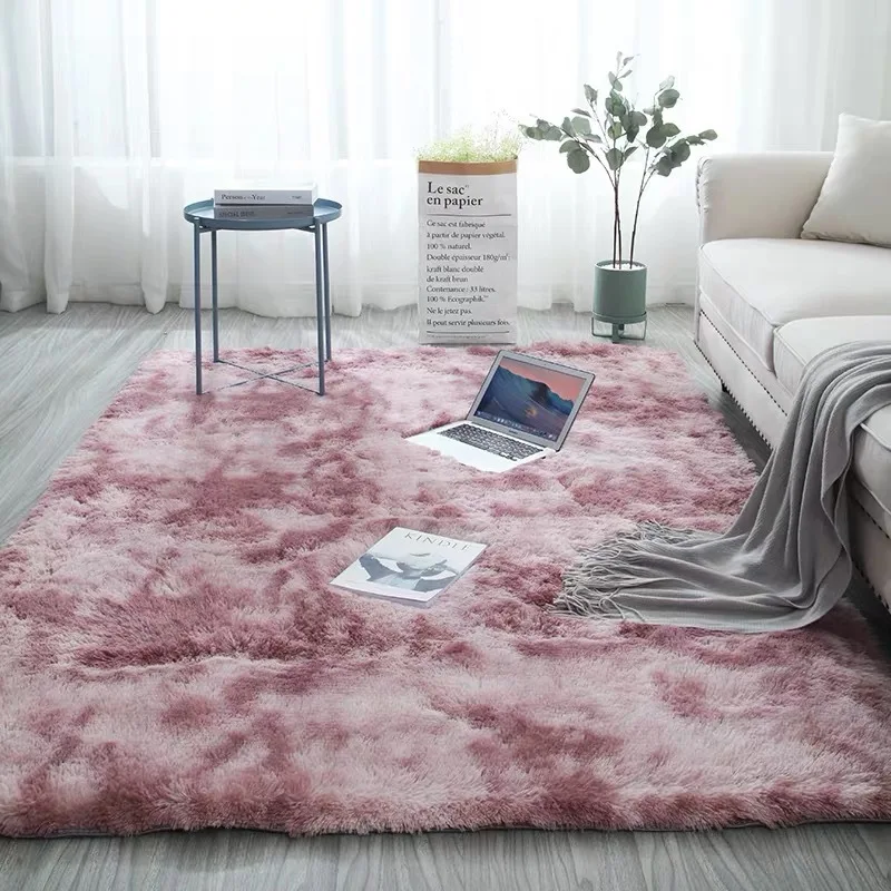 Large Shaggy Faux Fur Rug Fluffy Tie-Dye Pattern Super Soft Super Soft Rustic Design Home Goods Area Rug for Living Room