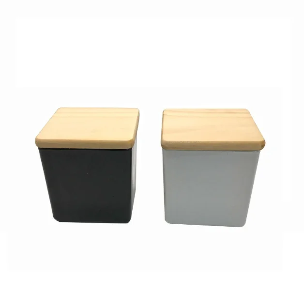 square glass jar with wooden lid candle container candle jar