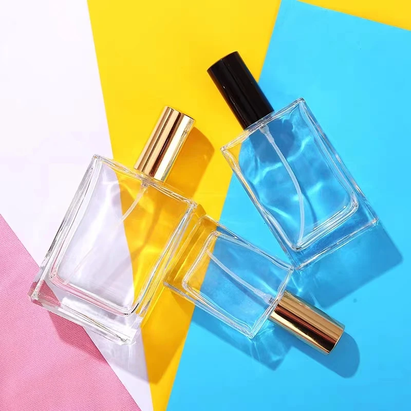 Wholesale Custom Unique Square 30ml 50ml 100ml Luxury Empty Glass Spray Perfume Bottles Packaging Glass Bottle