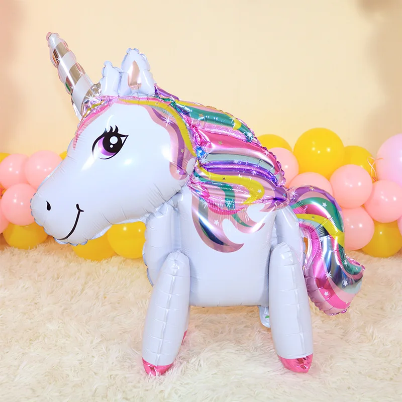Wholesale New 3D Rainbow Horse Unicorn Aluminum Film Balloon Cartoon Shape Unicorn Foil Birthday Decoration Balloon