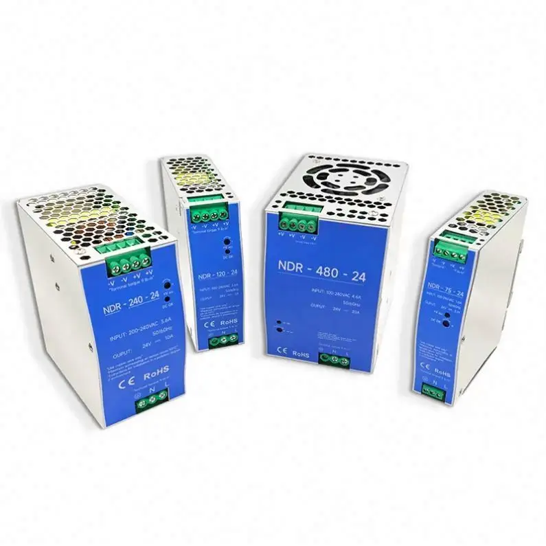 12V 24V 48V 75W 120W 240W 480W Din Rail Switching Power Supply For Industrial Control System