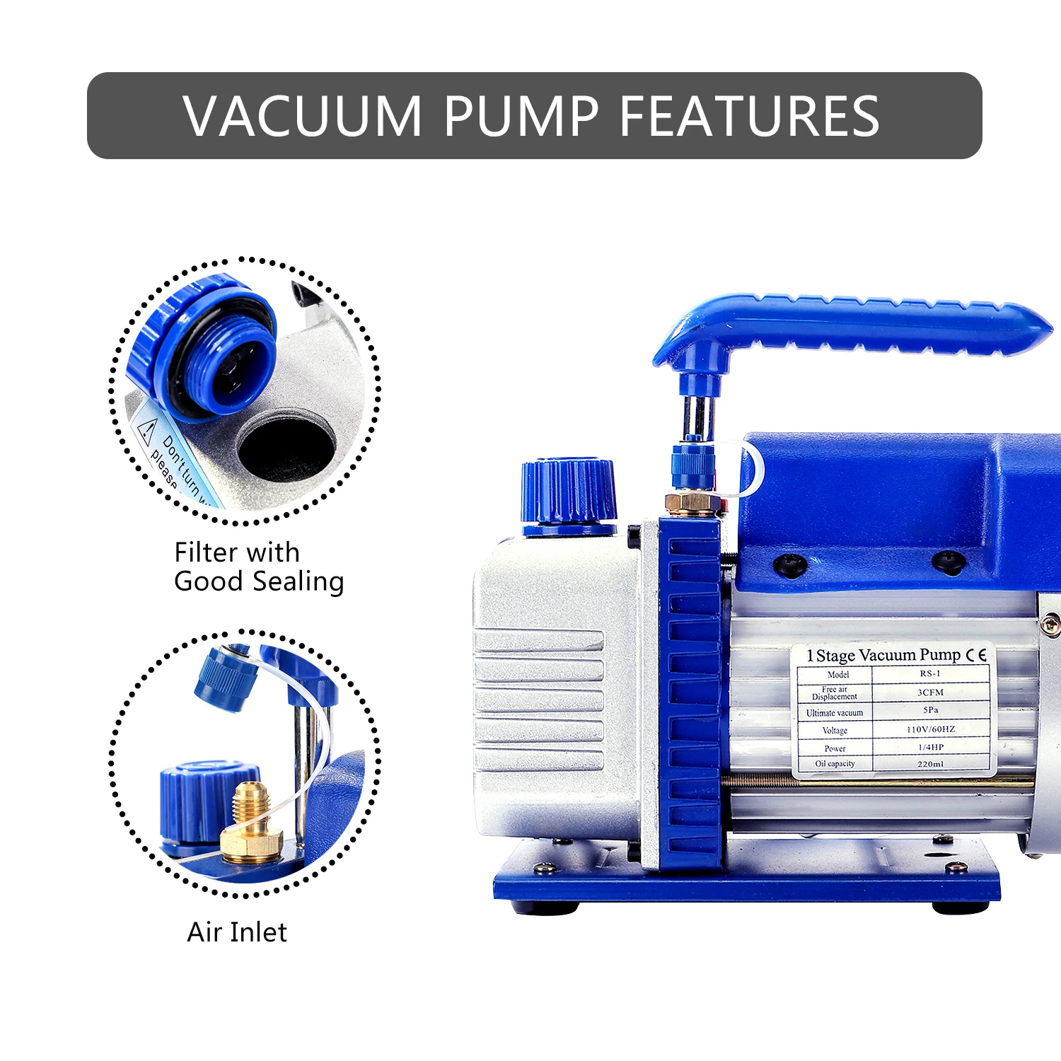 P PBAUTOS 3CFM Air Condition Repairing Set 3CFM Vacuum Pump And 4ways Manifold Gauge Vacuum Pump Set