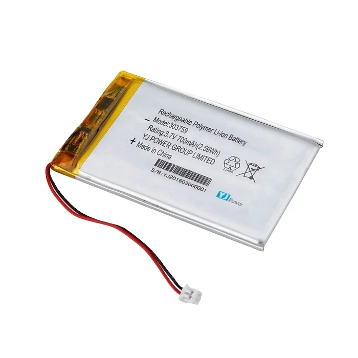 603759 3.7v lithium battery 700mAh lipo battery 3.7v lithium polymer rechargeable battery