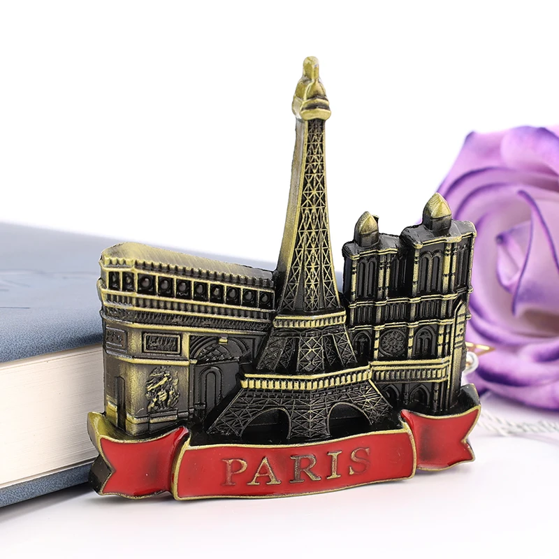 Manufacturer Custom Logo 3D Metal Tourist Promotional Souvenir Gift City Refrigerator France Paris Enamel Fridge Magnet