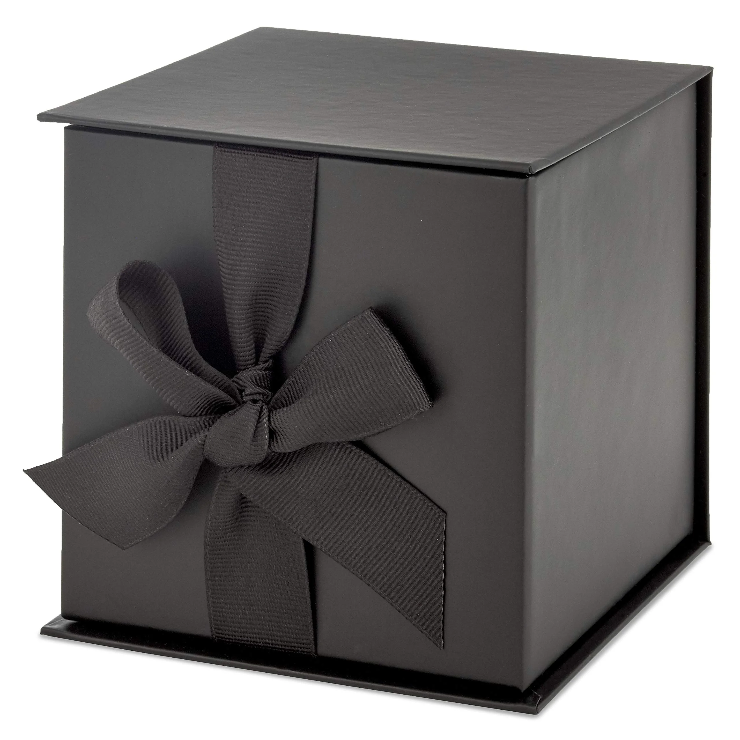 Custom Logo Gray Ribbon and Paper Fill Small Gift Box with Lid paper Slate Grey Box