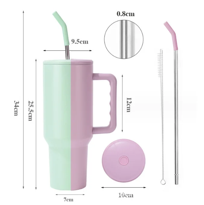 Sublimation New Blanks White 40 Oz Skinny Glow Sports Water Tumblers Straight Set With Screw On Lids Wraps