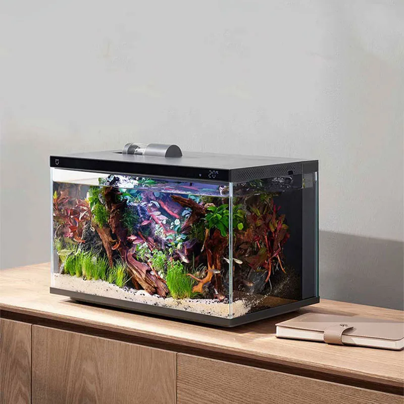 Glass Aquarium Fish Tank  Intelligent Desktop Ecological Fish Tank with WIFI Control Feeding Box Light Filter