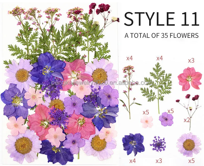 Real Dried Pressed Flowers Dried Flowers Leaves Set Mixed Multiple Dry Flower for DIY Candle Resin Jewelry Nail Pendant