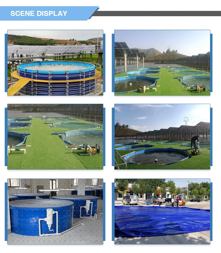 10000l Collapsible Flexible Aquaculture outdoor custom large square plastic pvc tarpaulin farming fish tank