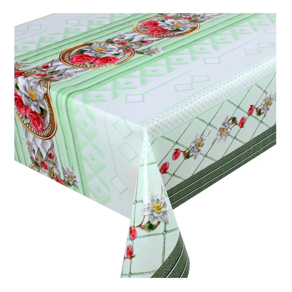 Оптовая продажа роскошный высококачественный золотой рулон водонепроницаемая скатерть из ПВХ с принтом ткань в рулоне