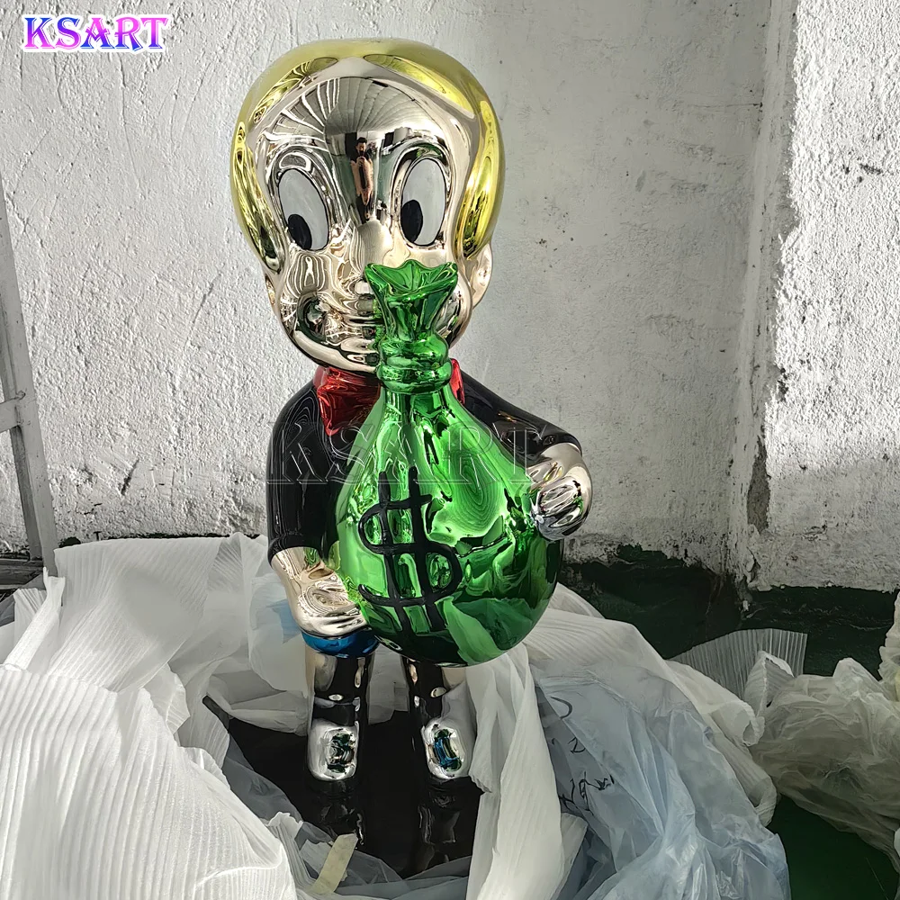 Factory high quality electroplated money bags Monopoly Resin crafts store decorations Alec Monopoly cartoon display