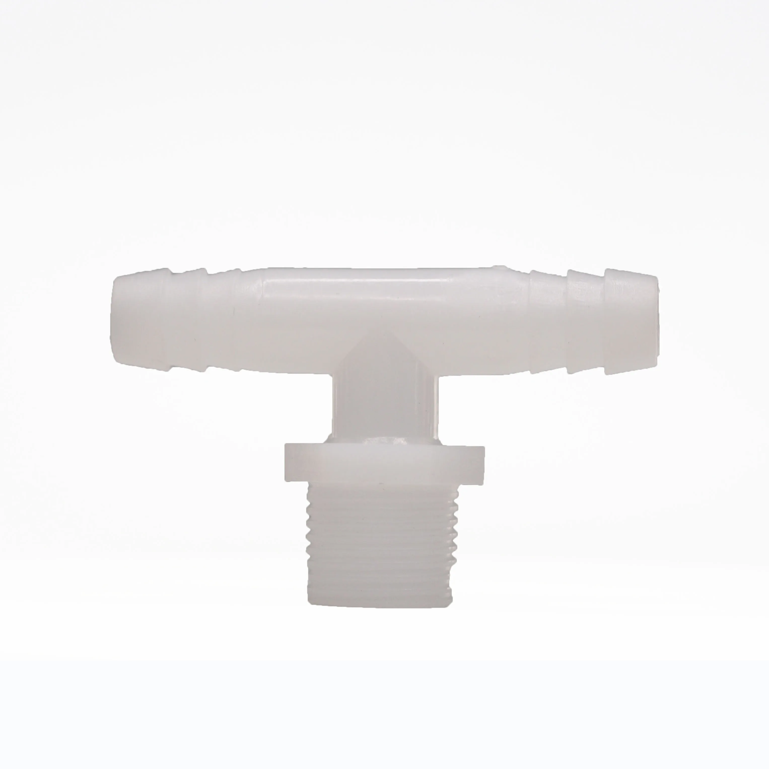 MJ-T8-G1/2-8 (With Nuts) Tee type G1/2 external thread to two way ID 8mm pipe tube barbed water coupling